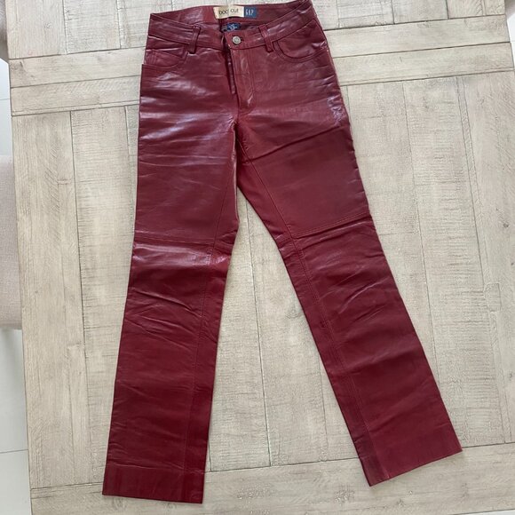Gap Women Vintage Boot Cut Red Genuine Leather Pants Mid Rise Size 0 - Picture 3 of 14